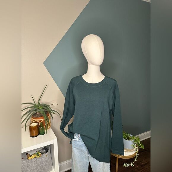 Eileen Fisher Tops - Eileen Fisher Green Raglan Sleeve Top Minimalist Organic Cotton Blend Medium